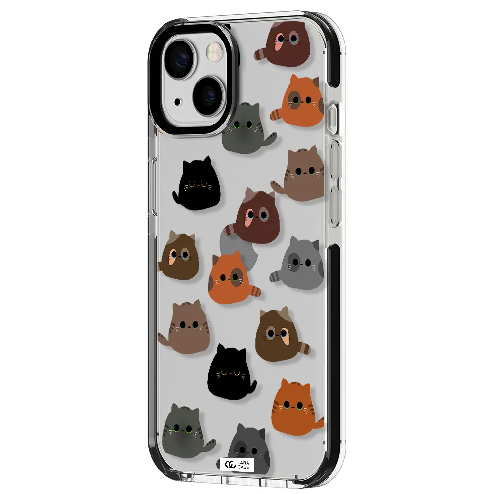 a group of cats with different colors Apple iPhone 13 impact black border Case