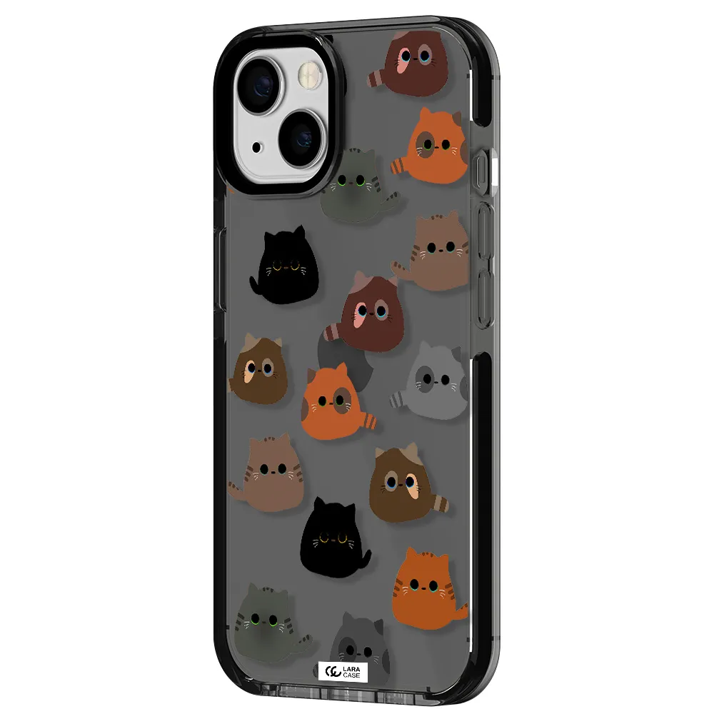 a group of cats with different colors Apple iPhone 13 impact Smoke Black Case