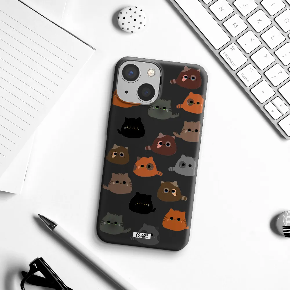 a group of cats with different colors Apple iPhone 13 mini Silicone black Case