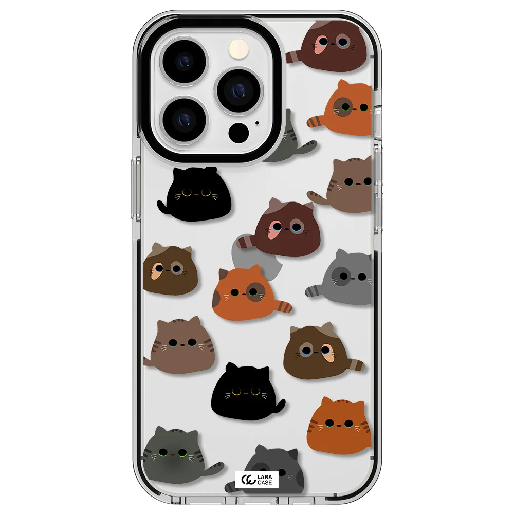 a group of cats with different colors Apple iPhone 13 Pro impact black border Case