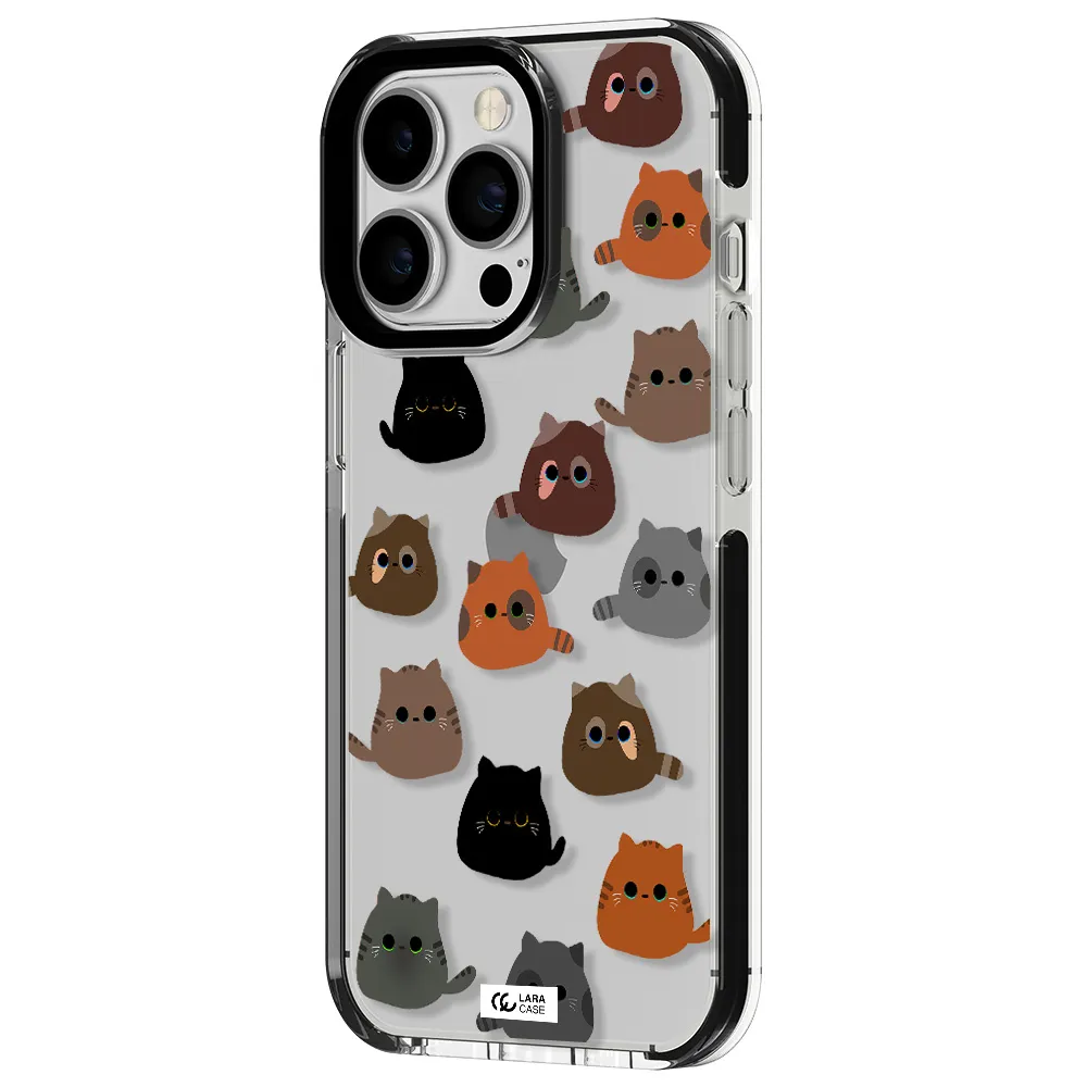 a group of cats with different colors Apple iPhone 13 Pro impact black border Case