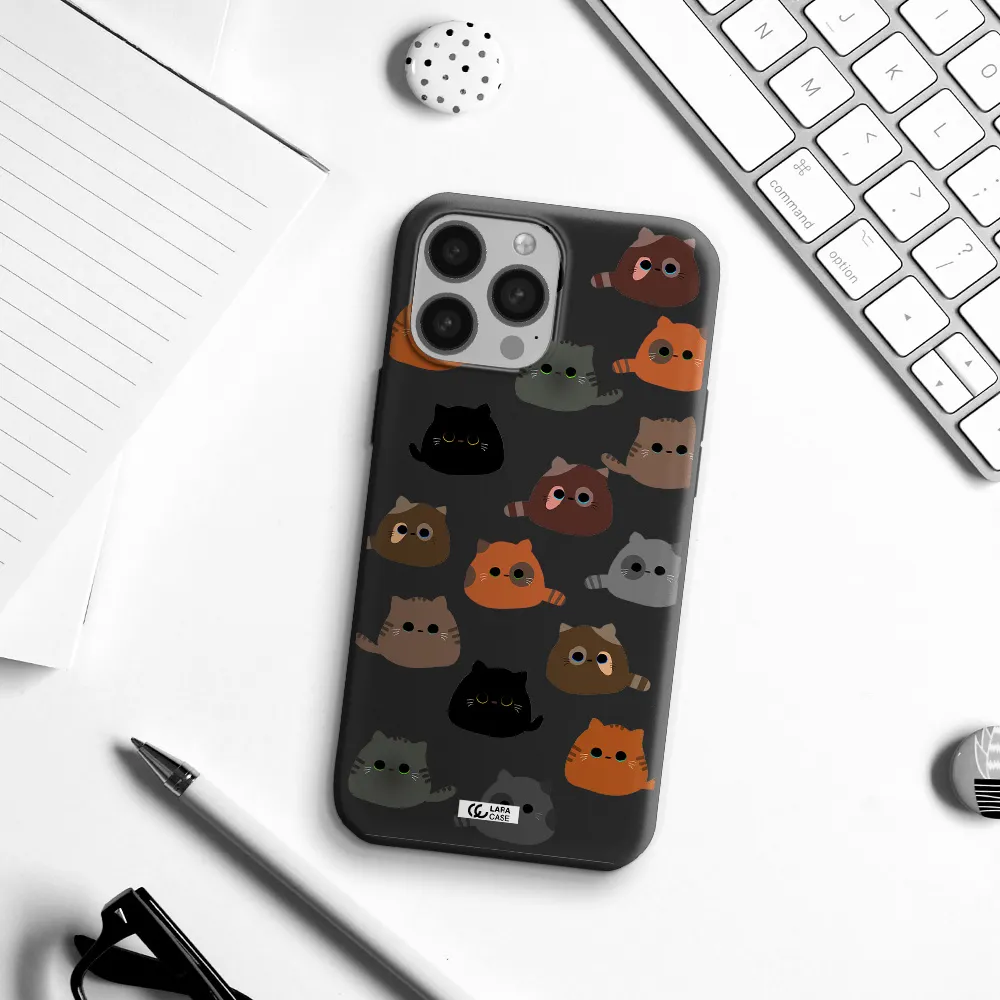 a group of cats with different colors Apple iPhone 13 Pro Silicone black Case