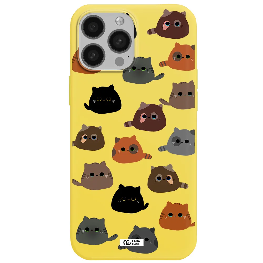 a group of cats with different colors Apple iPhone 13 Pro Silicone canary yellow Case