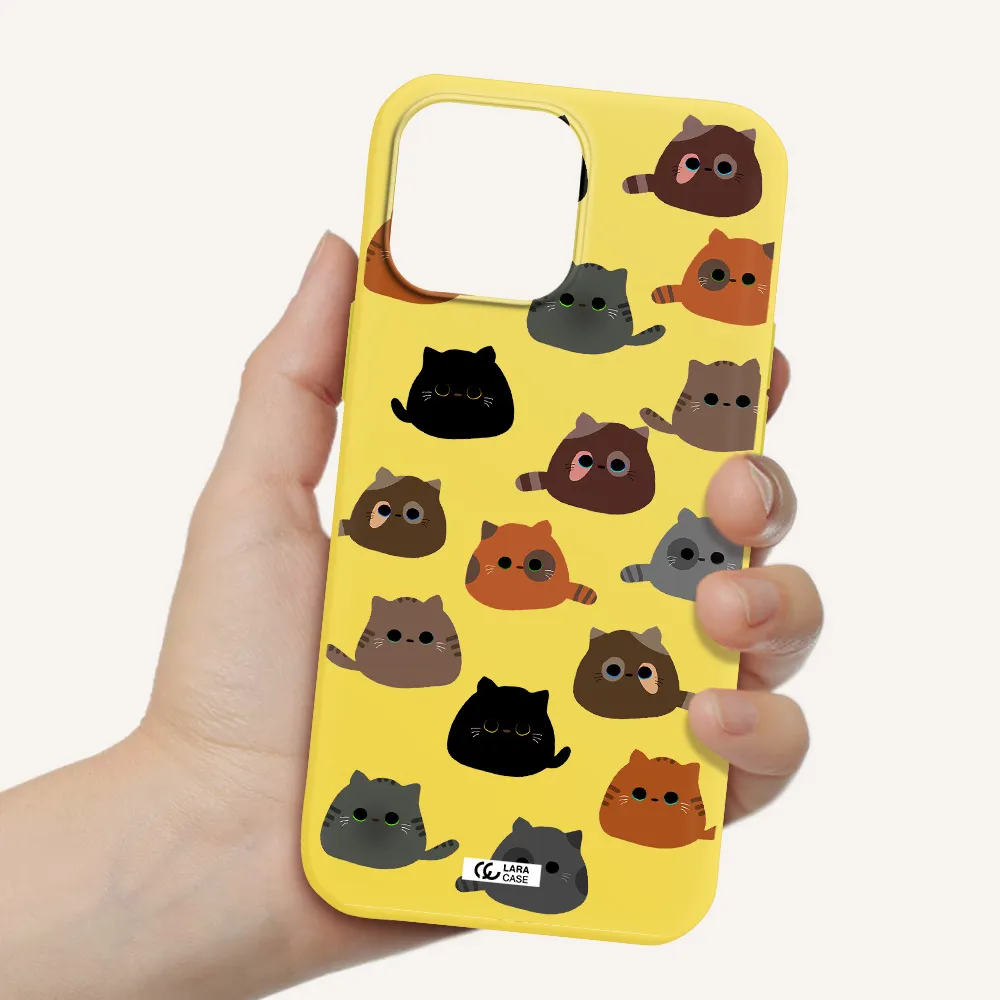 a group of cats with different colors Apple iPhone 13 Pro Silicone canary yellow Case