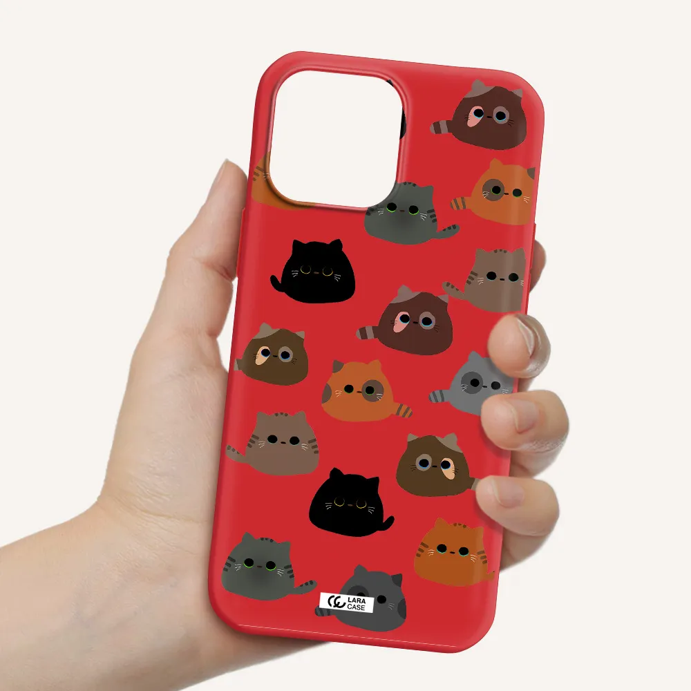 a group of cats with different colors Apple iPhone 13 Pro Silicone Imperial Red Case