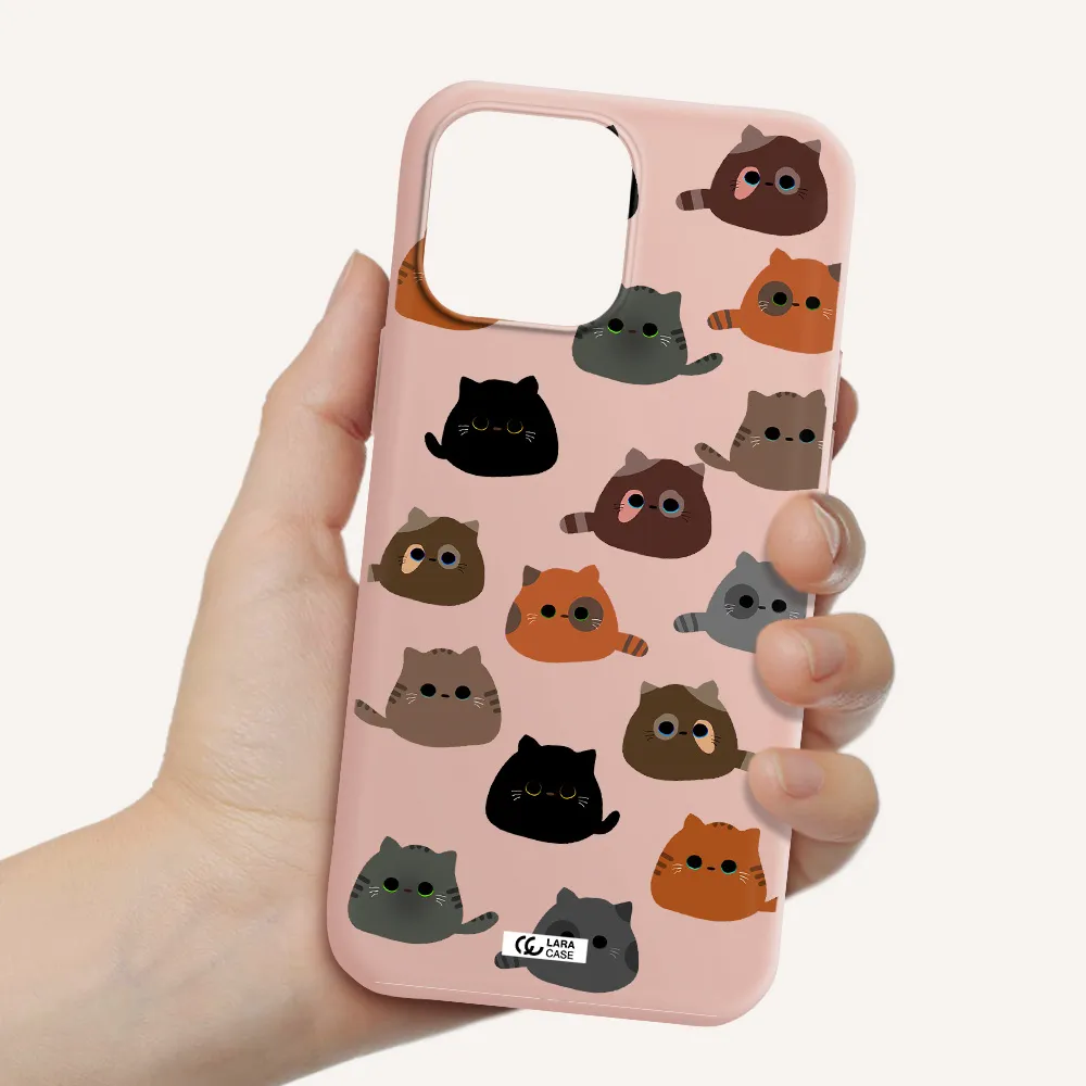 a group of cats with different colors Apple iPhone 13 Pro Silicone pastel pink Case