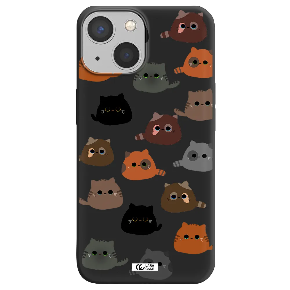 a group of cats with different colors Apple iPhone 13 Silicone black Case