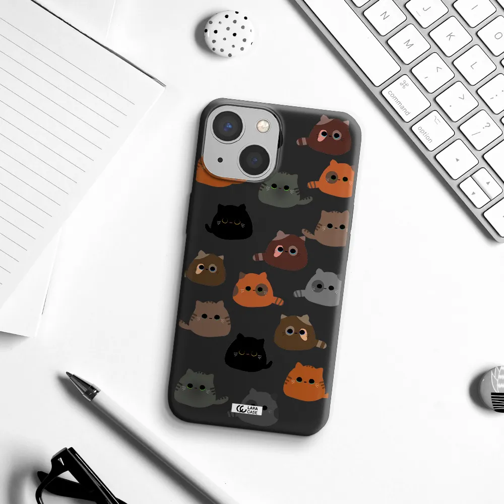 a group of cats with different colors Apple iPhone 13 Silicone black Case