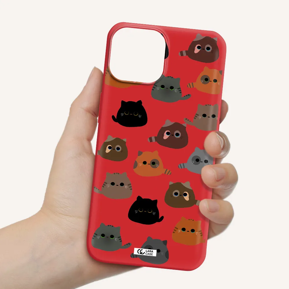 a group of cats with different colors Apple iPhone 13 Silicone Imperial Red Case