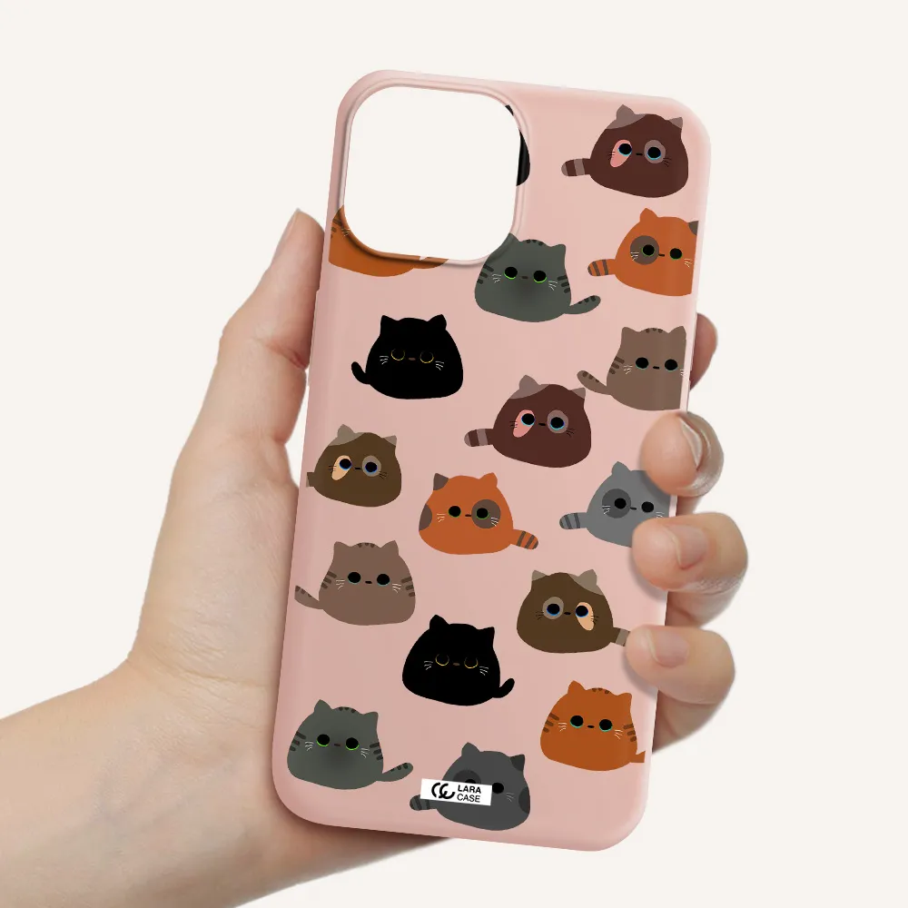 a group of cats with different colors Apple iPhone 13 Silicone pastel pink Case