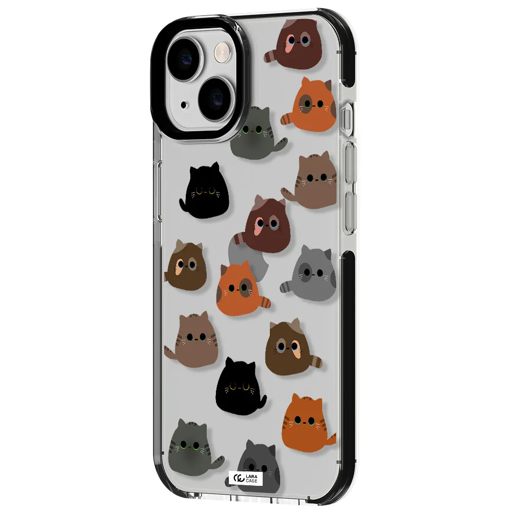 a group of cats with different colors Apple iPhone 14 impact black border Case