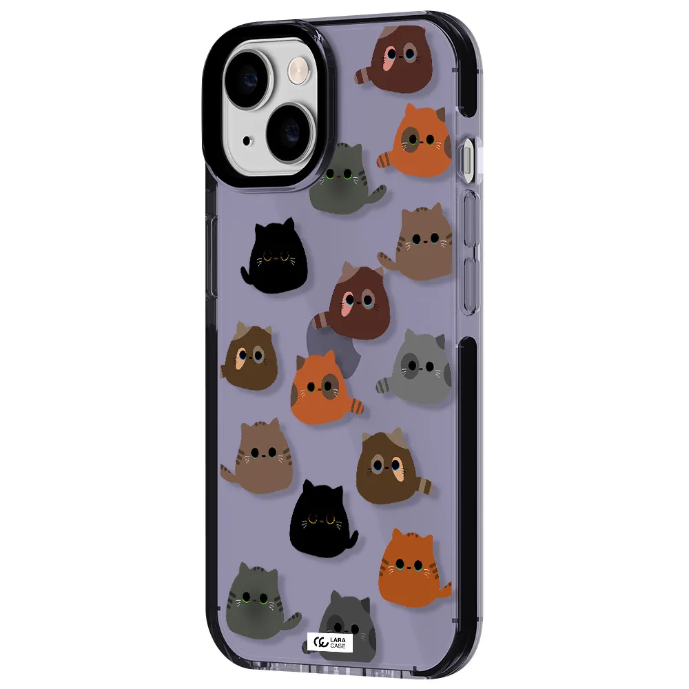 a group of cats with different colors Apple iPhone 14 impact Lilac Case