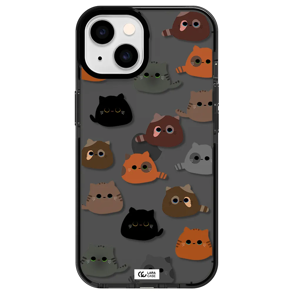 a group of cats with different colors Apple iPhone 14 impact Smoke Black Case