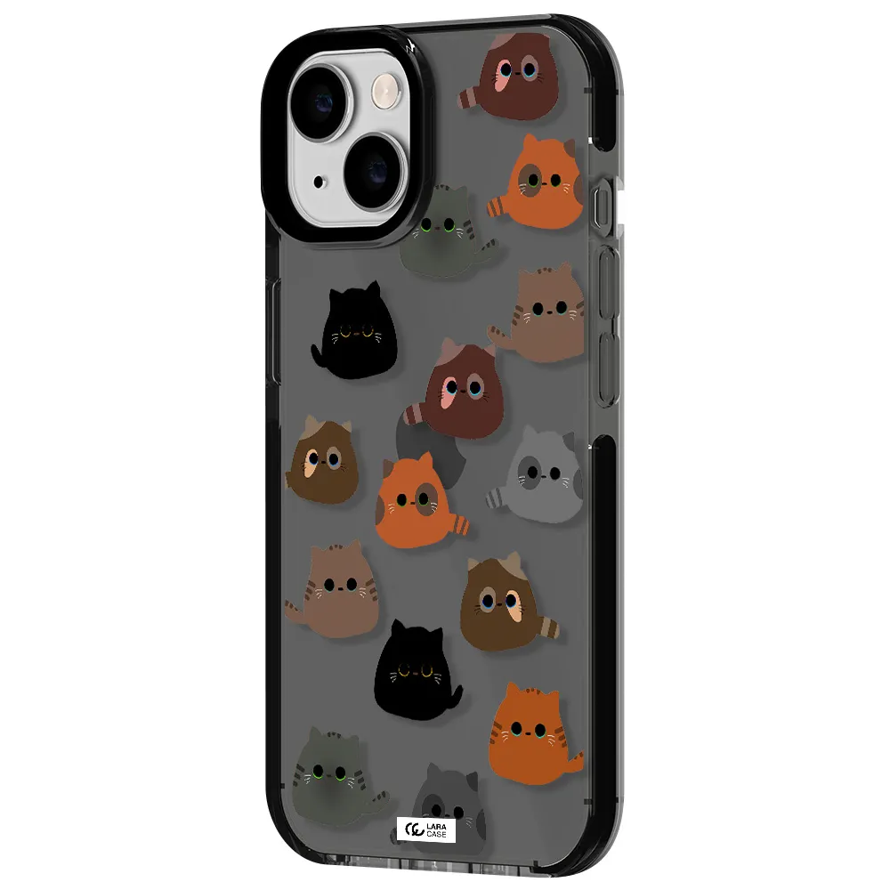 a group of cats with different colors Apple iPhone 14 impact Smoke Black Case