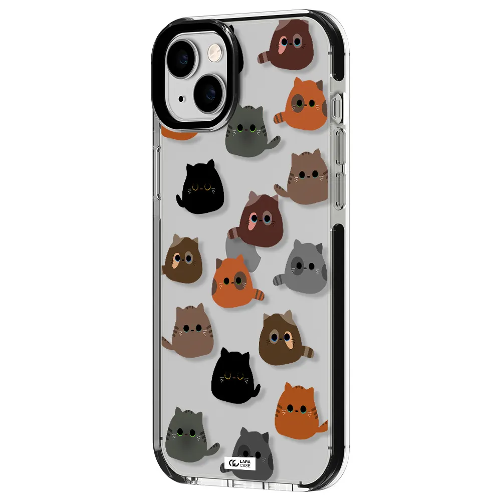 a group of cats with different colors Apple iPhone 14 plus impact black border Case