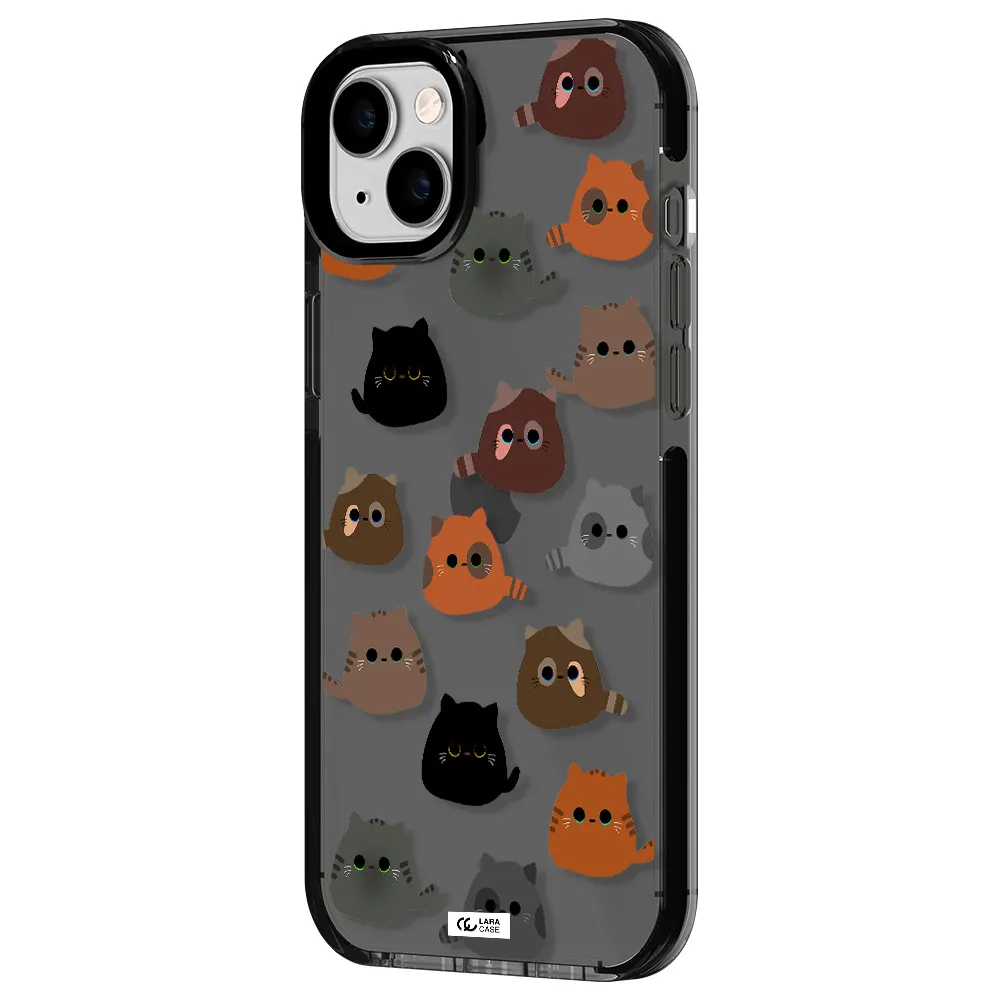 a group of cats with different colors Apple iPhone 14 plus impact Smoke Black Case