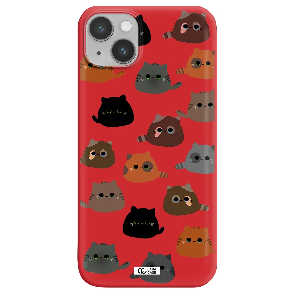 a group of cats with different colors Apple iPhone 14 plus Silicone Imperial Red Case