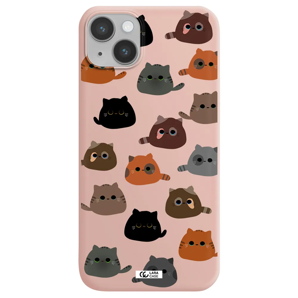 a group of cats with different colors Apple iPhone 14 plus Silicone pastel pink Case
