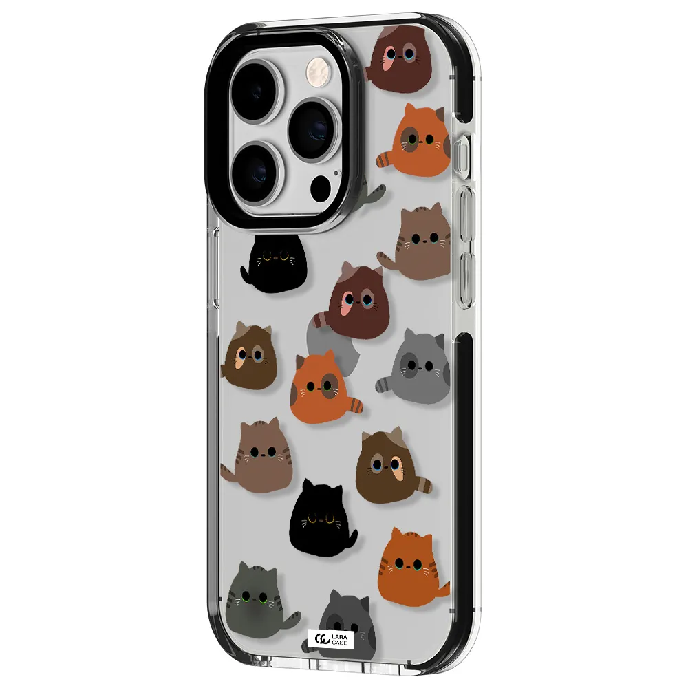 a group of cats with different colors Apple iPhone 14 pro impact black border Case