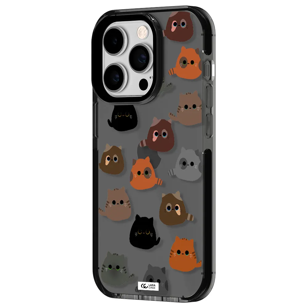 a group of cats with different colors Apple iPhone 14 pro impact Smoke Black Case