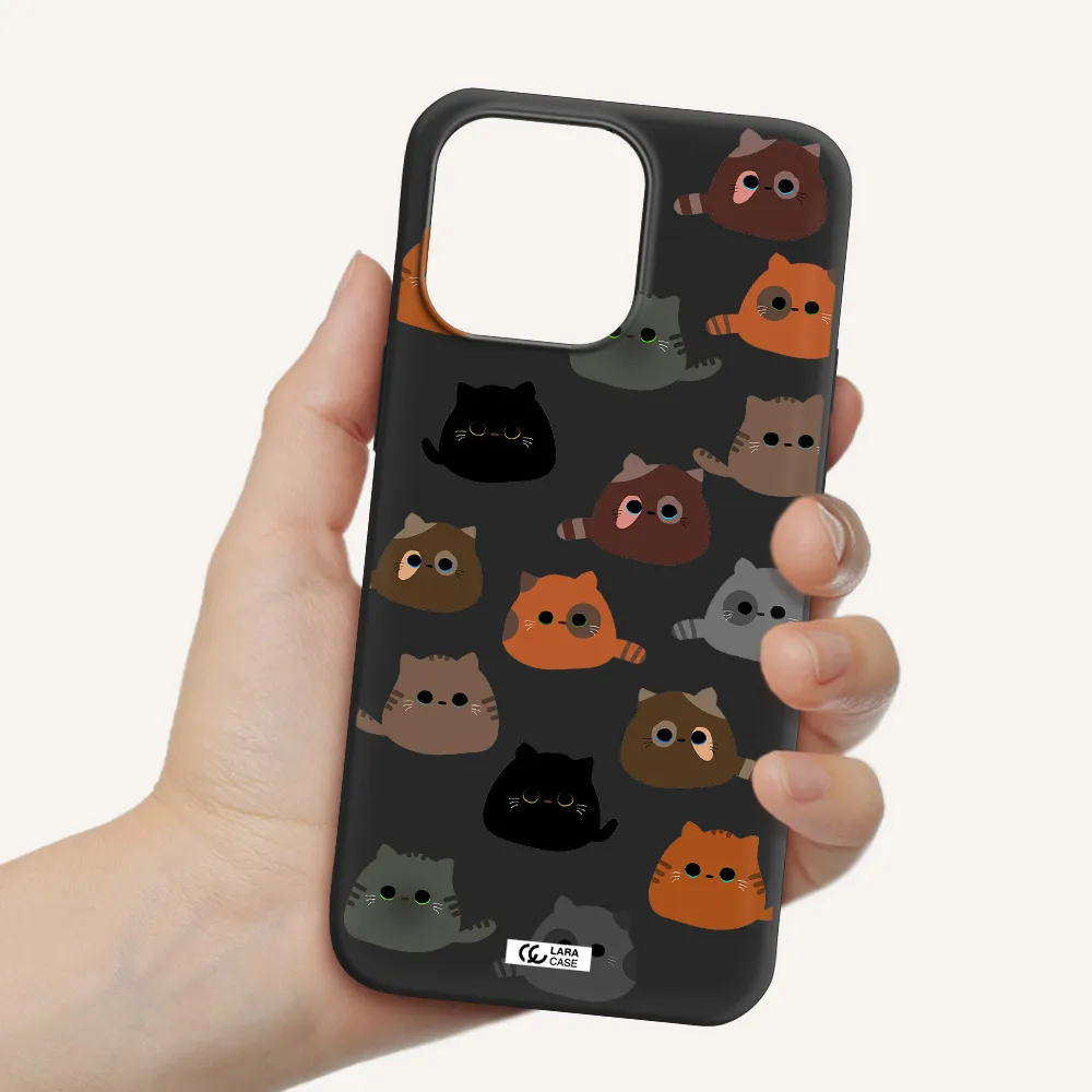 a group of cats with different colors Apple iPhone 14 pro max Silicone black Case