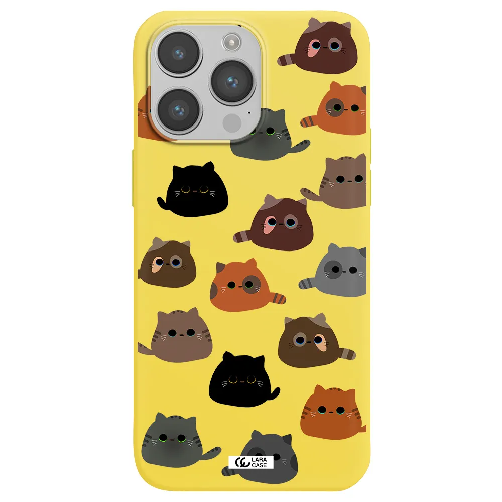 a group of cats with different colors Apple iPhone 14 pro max Silicone canary yellow Case