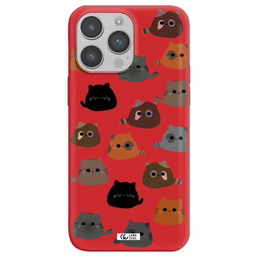 a group of cats with different colors Apple iPhone 14 pro max Silicone Imperial Red Case