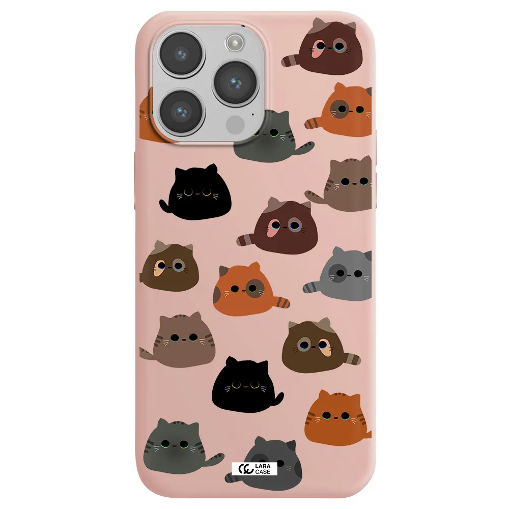 a group of cats with different colors Apple iPhone 14 pro max Silicone pastel pink Case