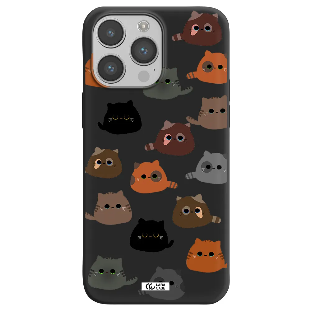 a group of cats with different colors Apple iPhone 14 pro Silicone black Case