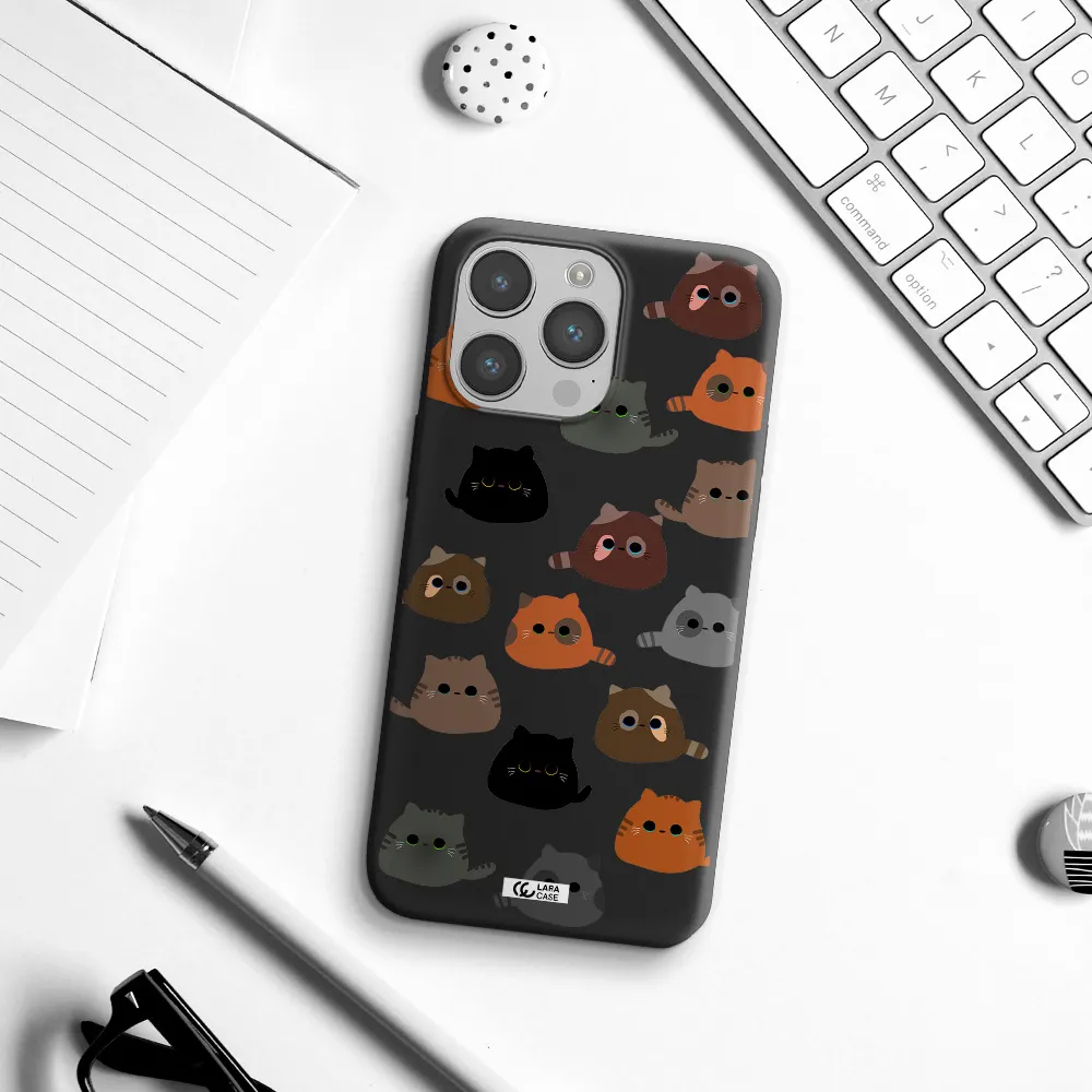 a group of cats with different colors Apple iPhone 14 pro Silicone black Case