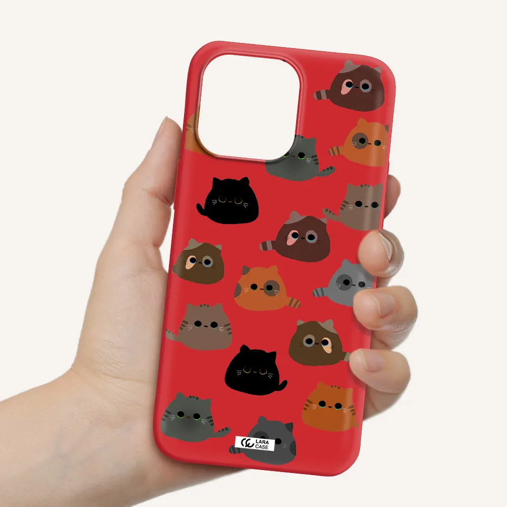 a group of cats with different colors Apple iPhone 14 pro Silicone Imperial Red Case