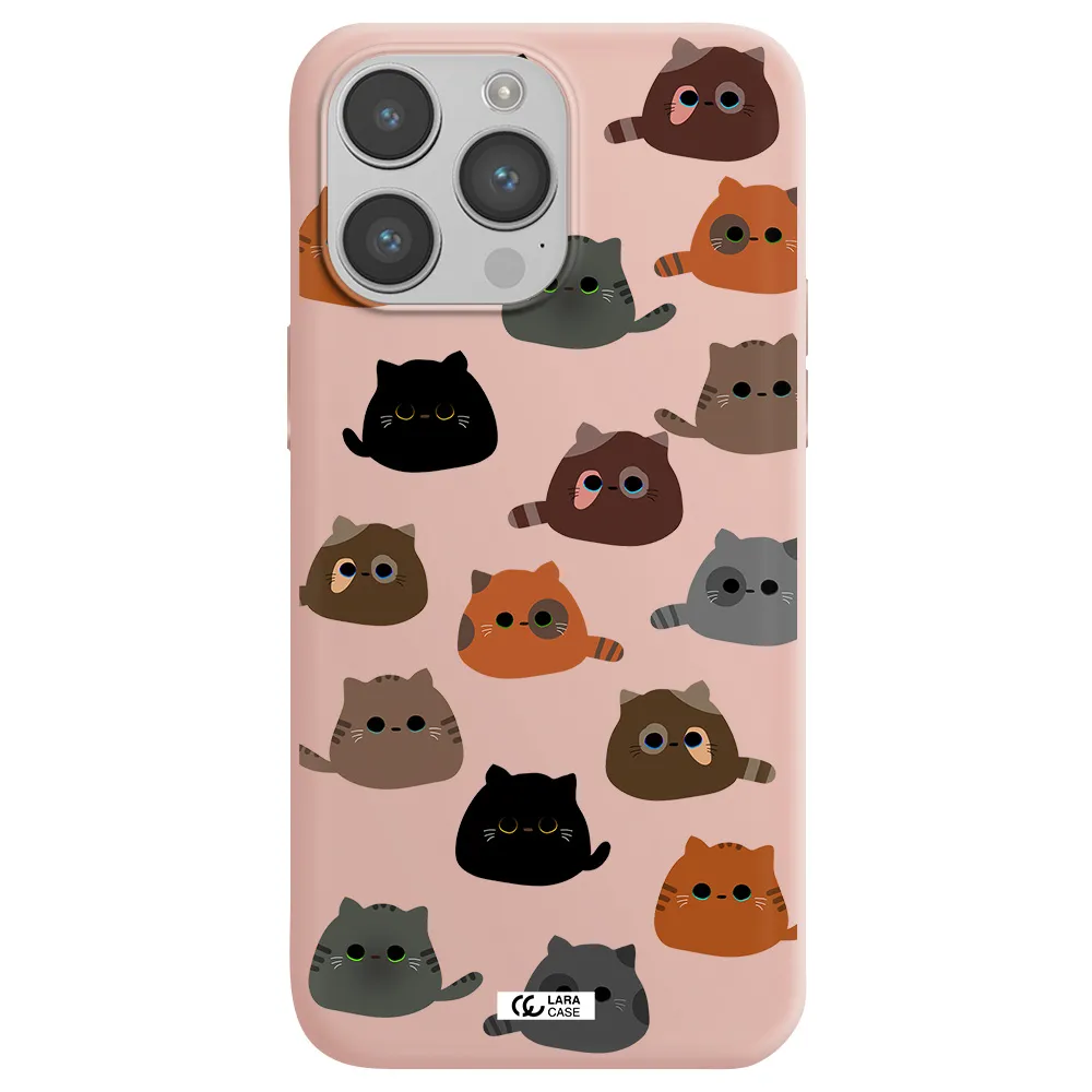 a group of cats with different colors Apple iPhone 14 pro Silicone pastel pink Case