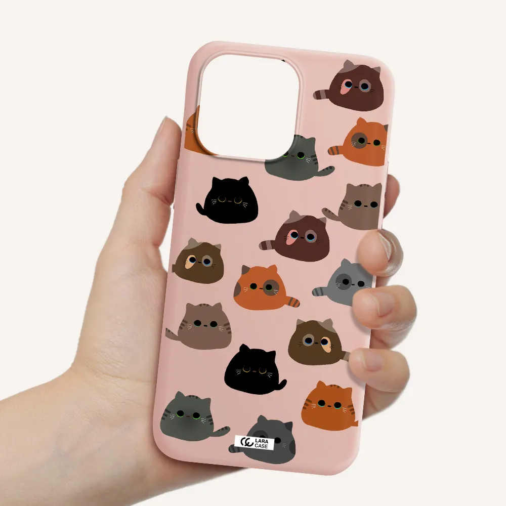 a group of cats with different colors Apple iPhone 14 pro Silicone pastel pink Case