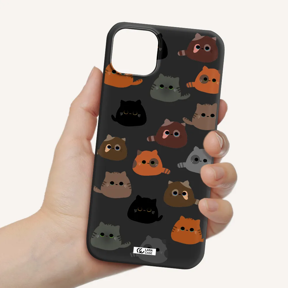 a group of cats with different colors Apple iPhone 14 Silicone black Case