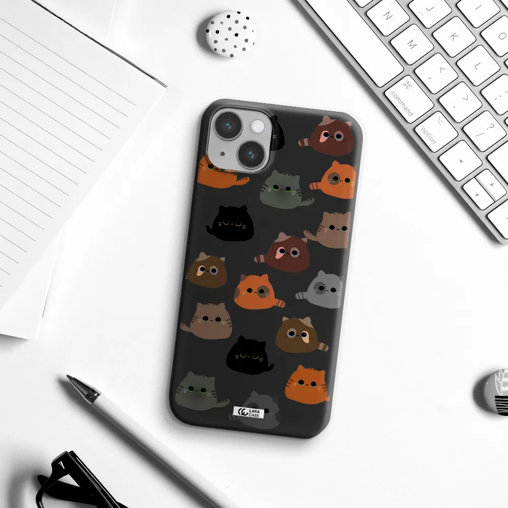 a group of cats with different colors Apple iPhone 14 Silicone black Case