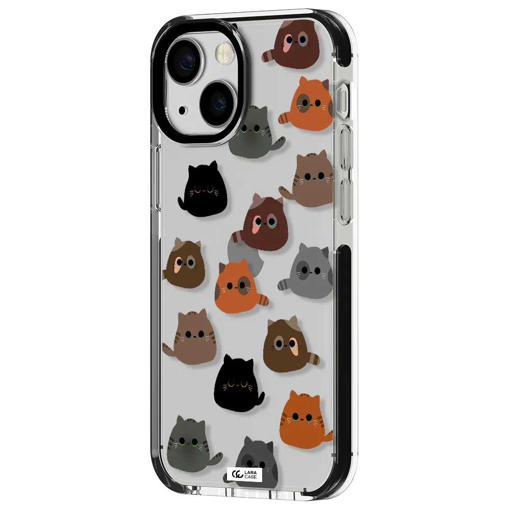 a group of cats with different colors Apple iPhone 15 impact black border Case