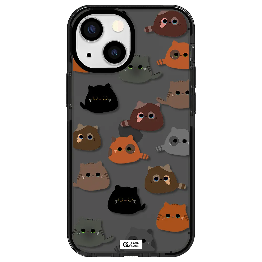 a group of cats with different colors Apple iPhone 15 impact Smoke Black Case