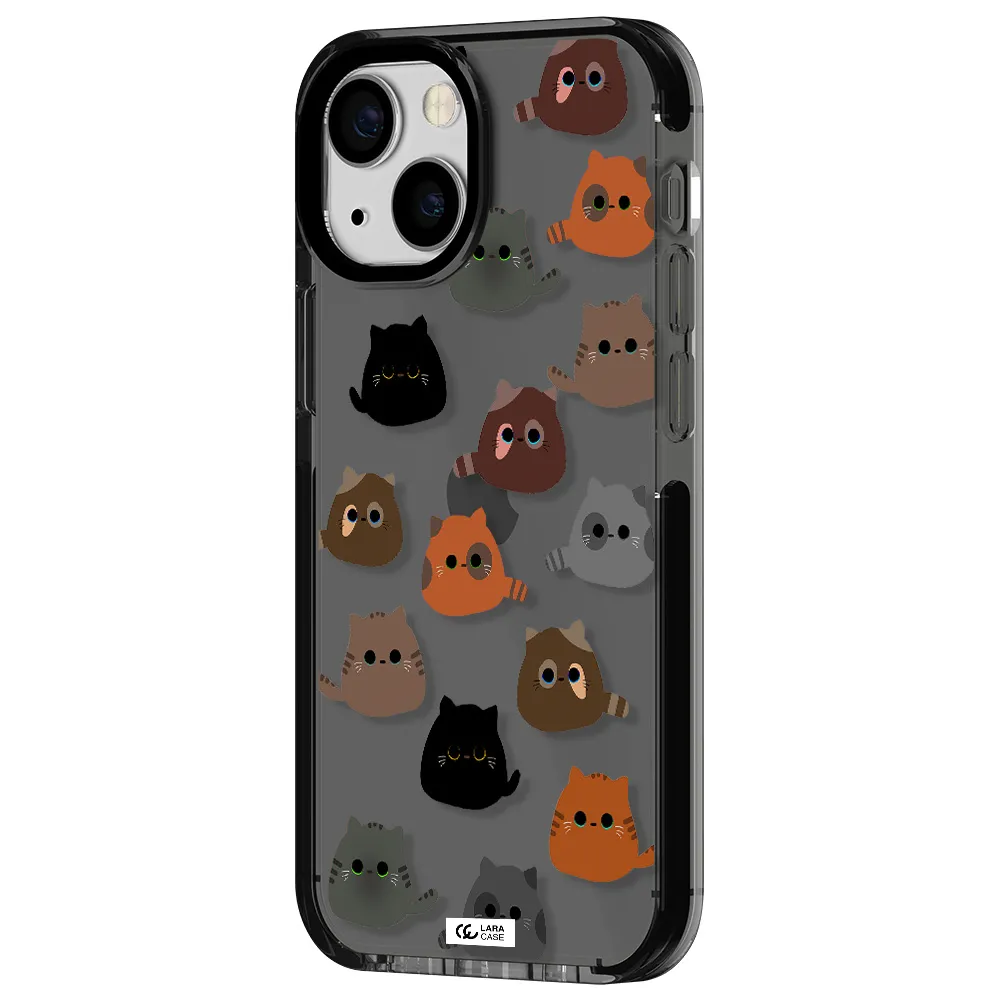 a group of cats with different colors Apple iPhone 15 impact Smoke Black Case