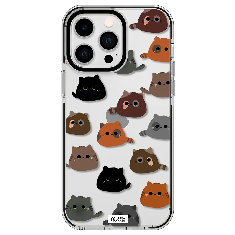 a group of cats with different colors Apple iPhone 15 Pro impact black border Case