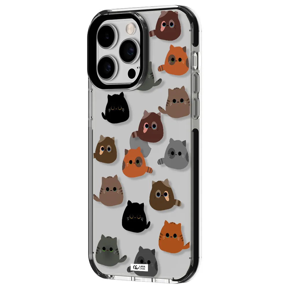 a group of cats with different colors Apple iPhone 15 Pro Max impact black border Case