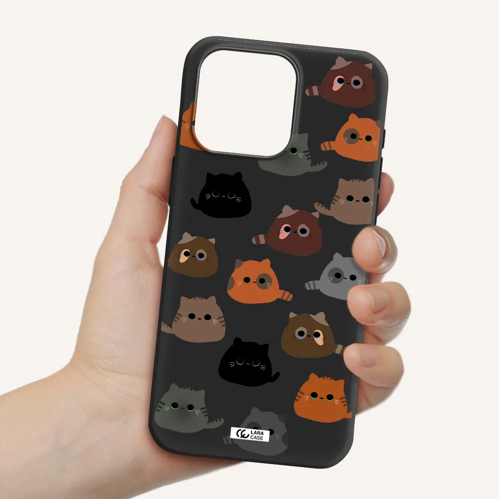 a group of cats with different colors Apple Iphone 15 Pro max Silicone black Case