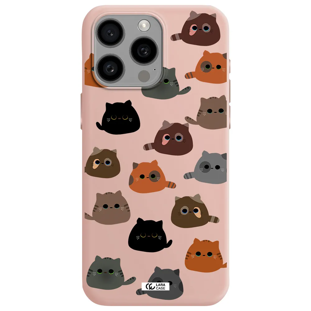 a group of cats with different colors Apple Iphone 15 Pro max Silicone pastel pink Case