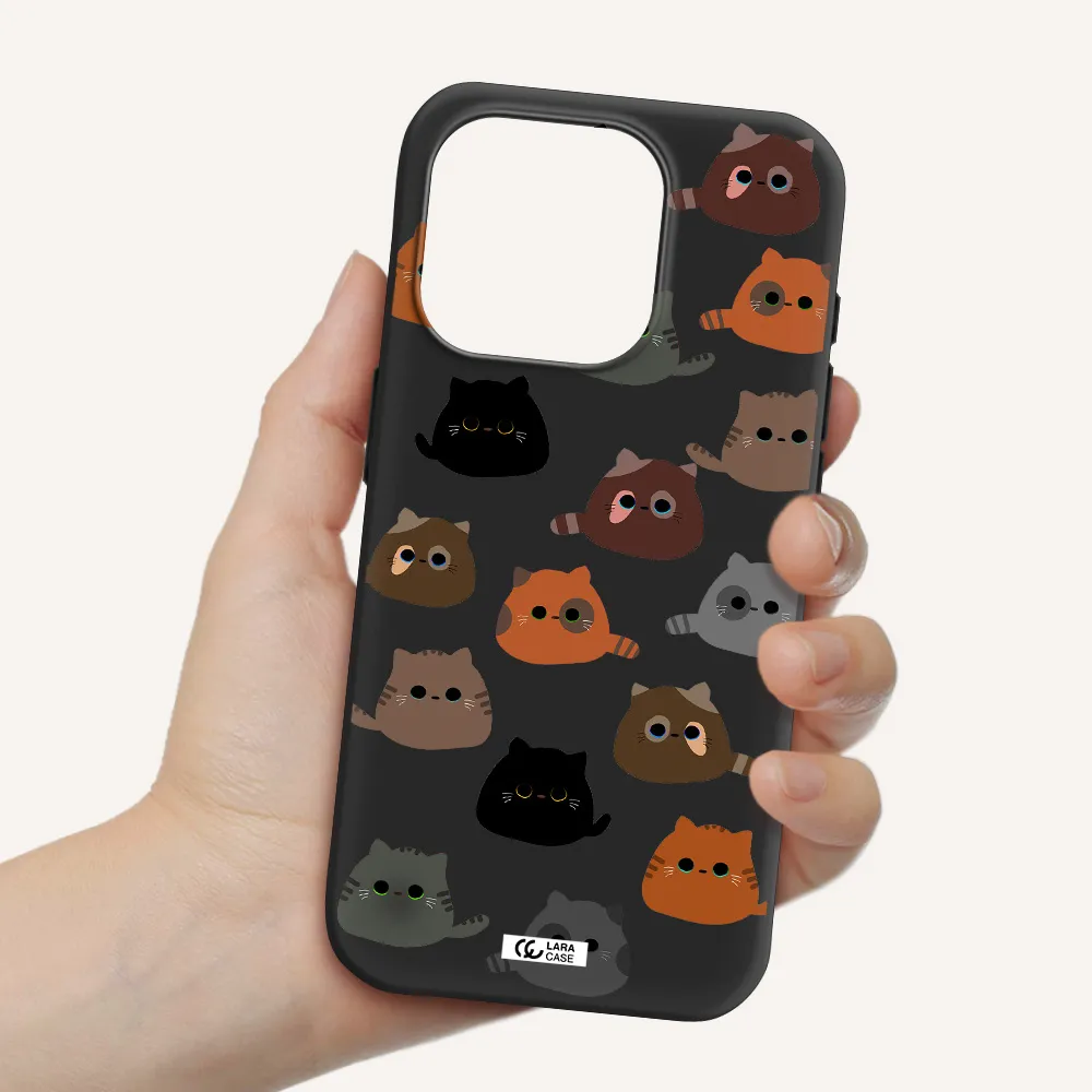 A Group Of Cats With Different Colors Apple Iphone 15 Pro Silicone Black Case