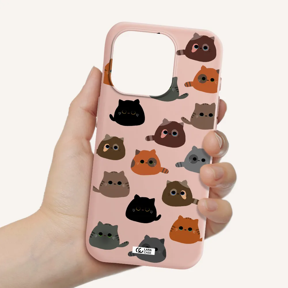 A Group Of Cats With Different Colors Apple Iphone 15 Pro Silicone Pastel Pink Case