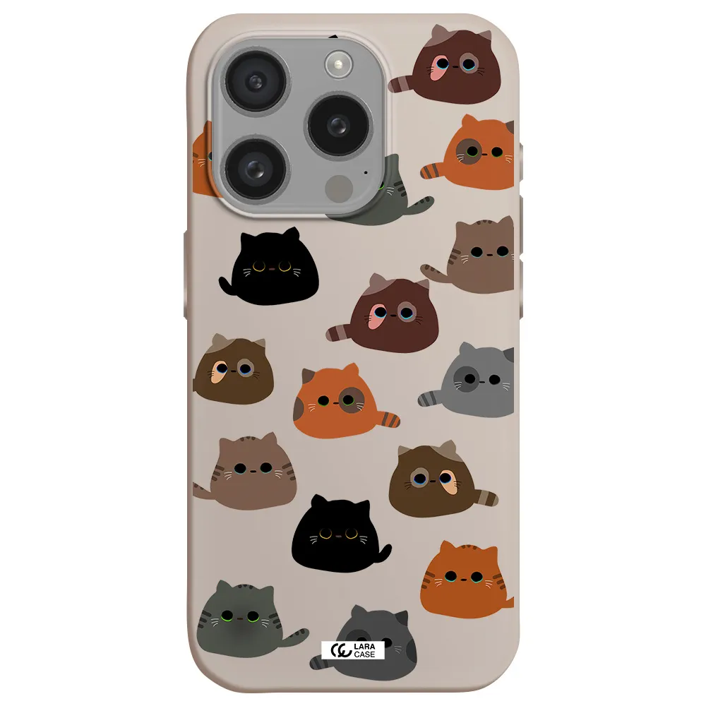 A Group Of Cats With Different Colors Apple Iphone 15 Pro Silicone Stone Case