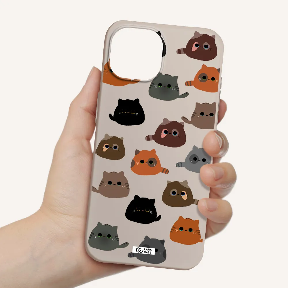 a group of cats with different colors Apple iPhone 15 Silicone Stone Case