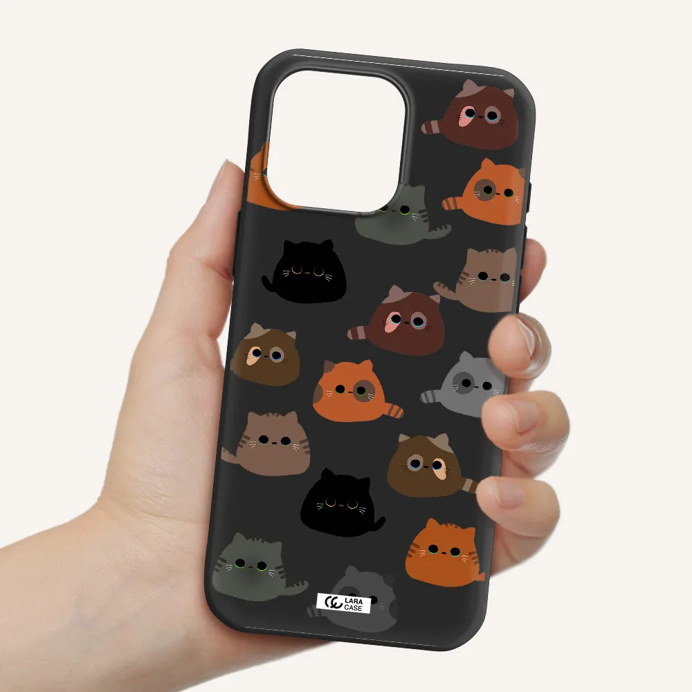A Group Of Cats With Different Colors Apple Iphone 16 Pro Max Silicone Black Case
