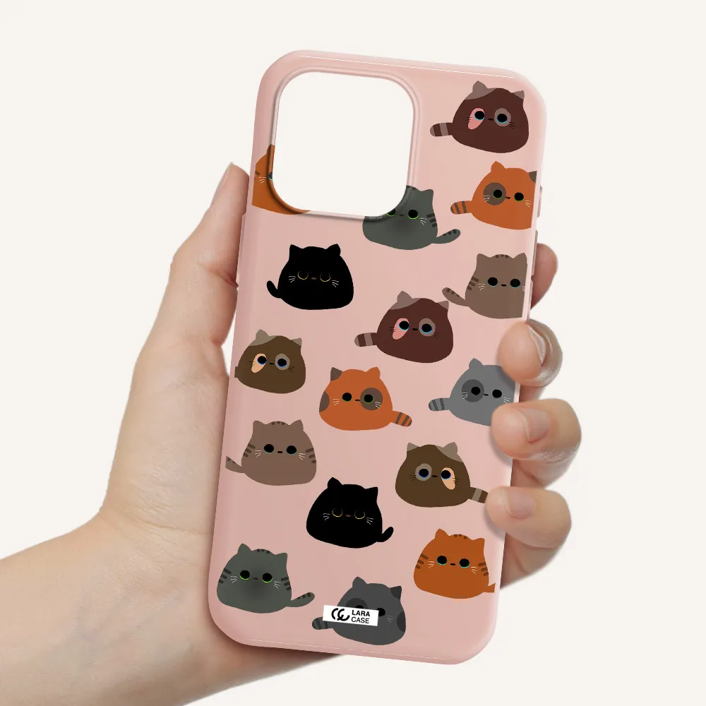 A Group Of Cats With Different Colors Apple Iphone 16 Pro Max Silicone Pastel Pink Case