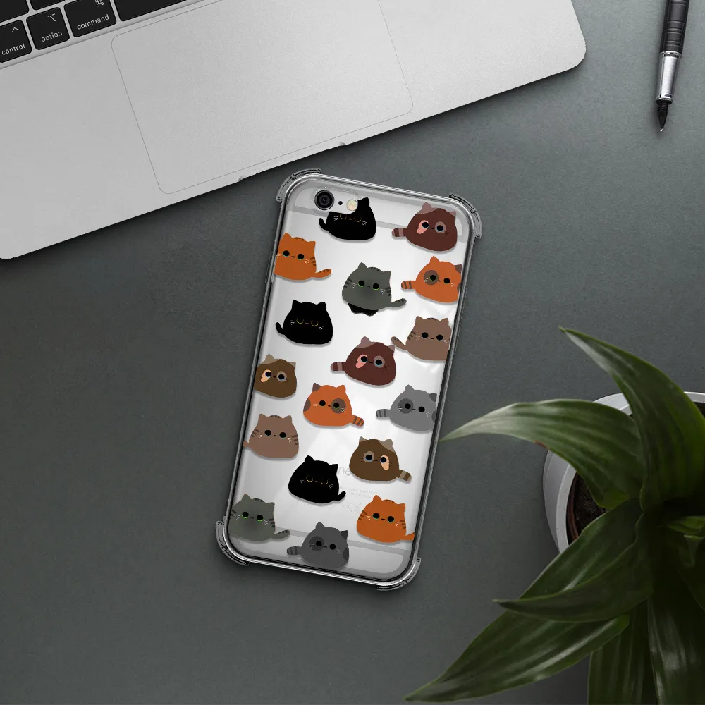 a group of cats with different colors Apple iPhone 6 Clear PC Case