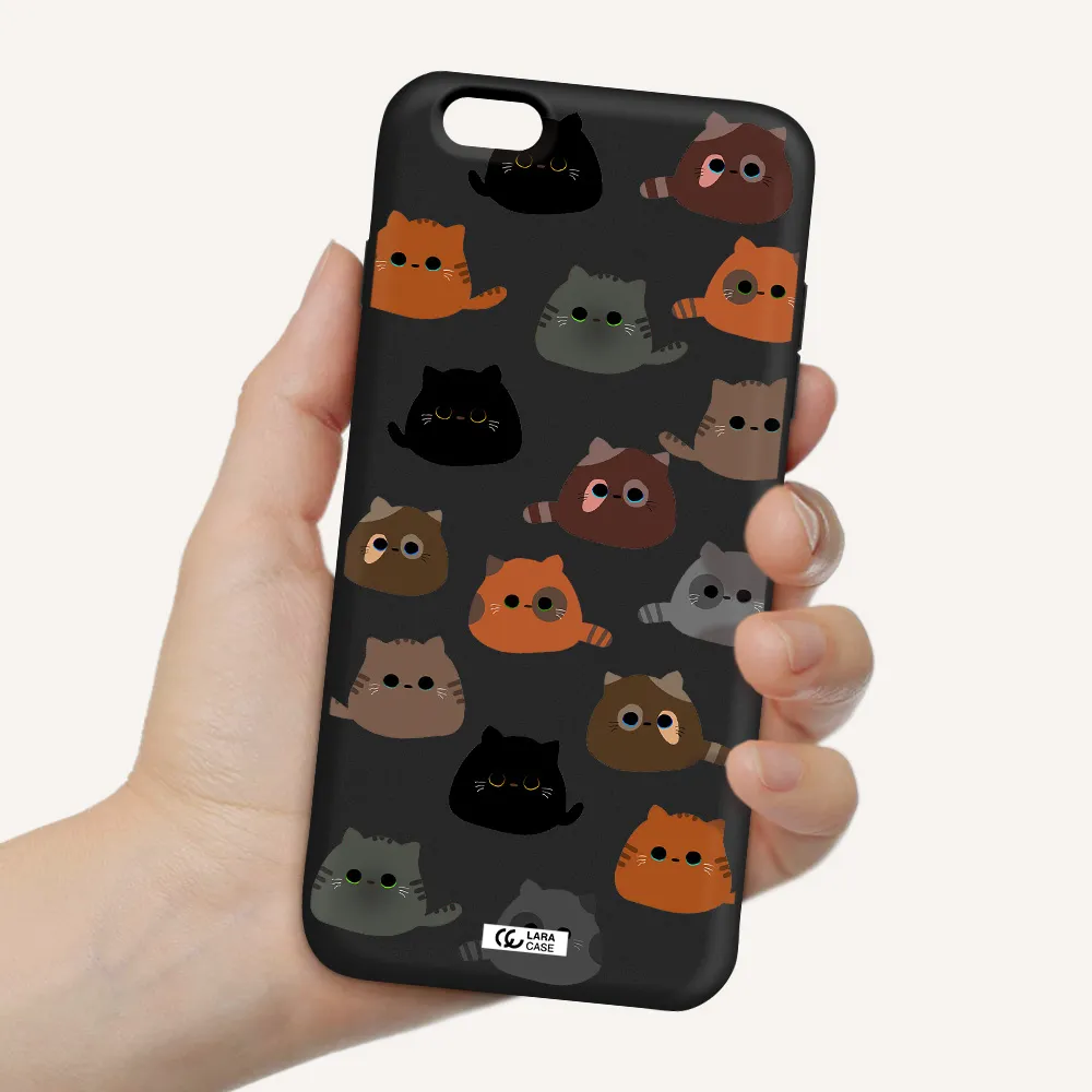 a group of cats with different colors Apple iPhone 6 plus Silicone black Case